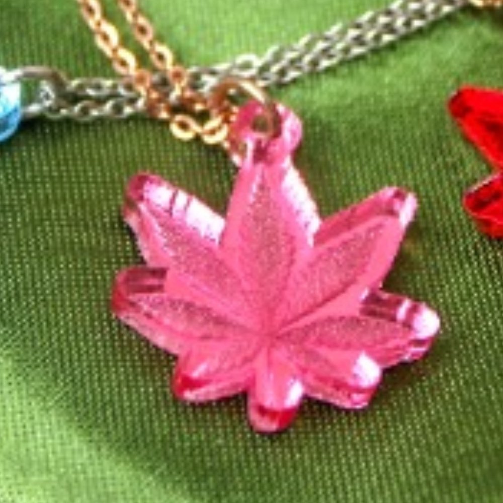Weed Up Necklace - Pink Acrylic Pendant with 18 inch Gold Chain
